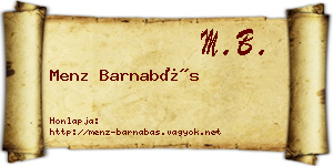 Menz Barnabás névjegykártya